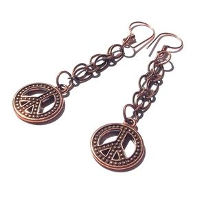 Festival Boho Peace Rose Gold Long Duster Earrings